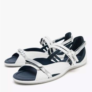 Zara Chic White and Silver Sandals